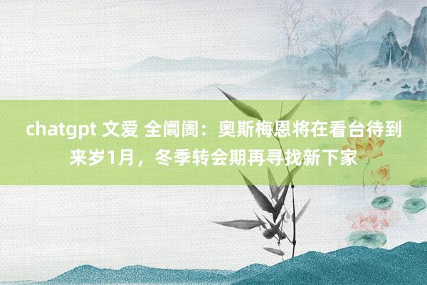 chatgpt 文爱 全阛阓：奥斯梅恩将在看台待到来岁1月，冬季转会期再寻找新下家